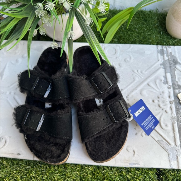 BIRKENSTOCK Arizona shearling fur black EU 37 US 7 Women New with tags $160 - Picture 6 of 12